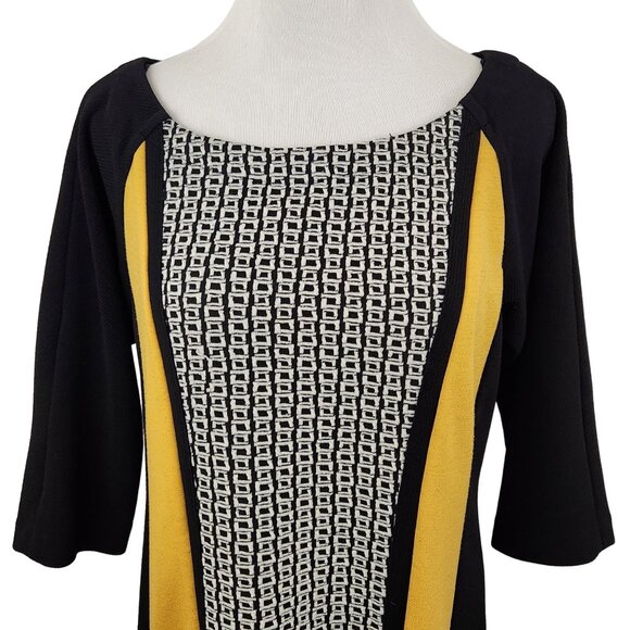 Julian Taylor Dress Women's Size 14 Round Neck Long Sleeve Sheath Color Block - Picture 5 of 8